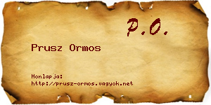 Prusz Ormos névjegykártya